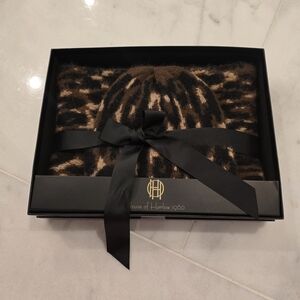 House of Harlow 1960 Leopard Print Knit Hat & Scarf Set - Brown, Black, Cream
